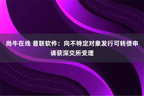 尚牛在线 普联软件：向不特定对象发行可转债申请获深交所受理