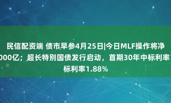 民信配资端 债市早参4月25日|今日MLF操作将净投放5000亿；超长特别国债发行启动，首期30年中标利率1.88%